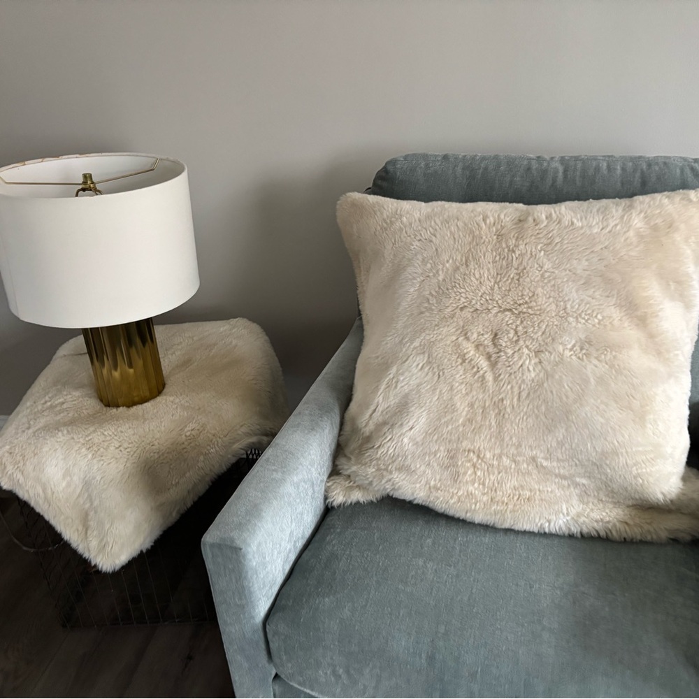 Restoration Hardware 2 Cream Accent Pillow covers faux fur